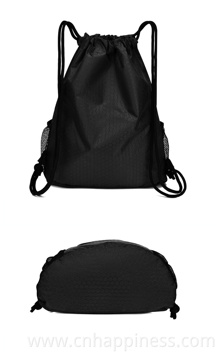 Custom Waterproof Travel Polyester Nylon Fabric Drawstring Pouch Bag Gym Sports Shoe Storage Organizer Men Drawstring Backpack